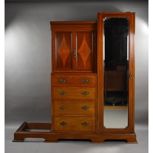 Edwardian Mahogany Triple Wardrobe, 1900 For Sale - Image 4 of 12