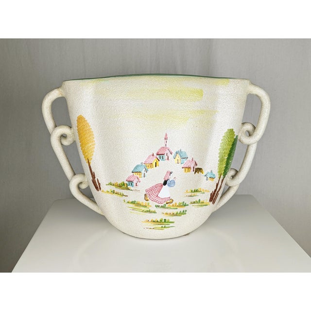 Mid-Century Modern Large Mid-Century Hand-Painted Ceramic Vase by L. Poggi Assalini for Ce as Albisola, Italy, 1950s For Sale - Image 3 of 18