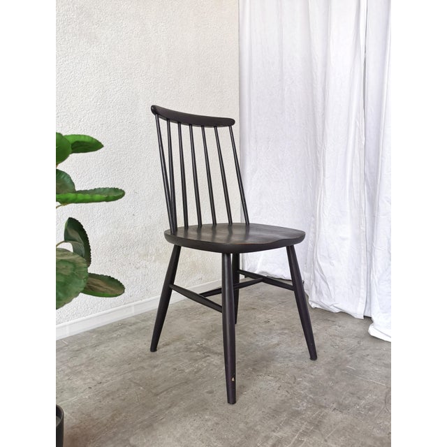 Vintage Scandinavian Black Beech Dining Chair in the style of Ilmari Tapiovaara, 1970s For Sale - Image 17 of 17