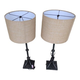 Vintage 3 Way Table Lamps With Shades - a Pair For Sale