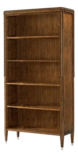 Contemporary Walnut Art Deco Style Open Bookcase