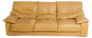 Vintage Italian Camel Colored Leather 3-Seat Sofa, 1970s