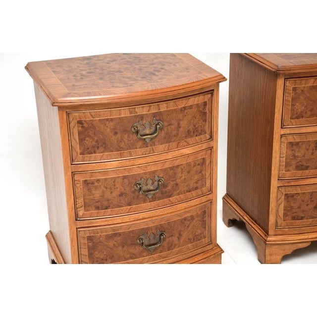 Antique Burr Elm Bedside Chests, 1950s, Set of 2 For Sale - Image 9 of 11