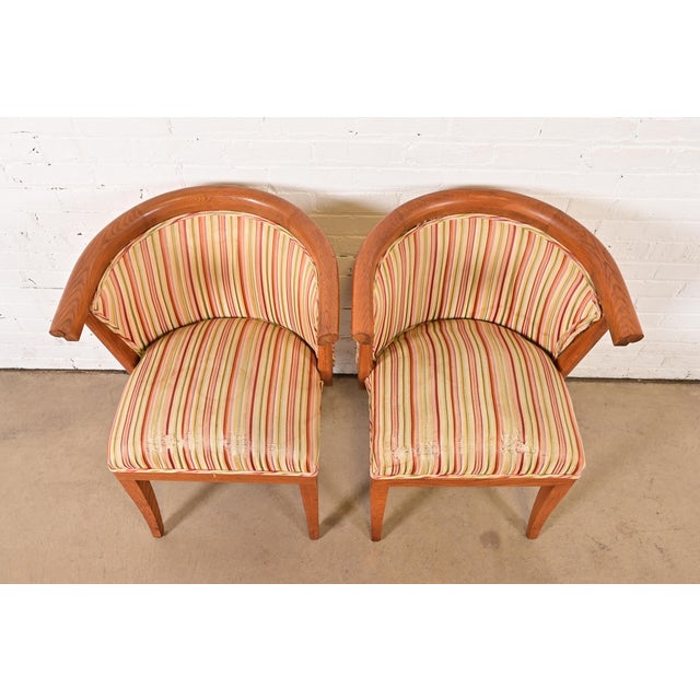 1950s Harold Schwartz for Romweber Mid-Century Modern Sculpted Oak Tub Chairs, Pair For Sale - Image 5 of 12