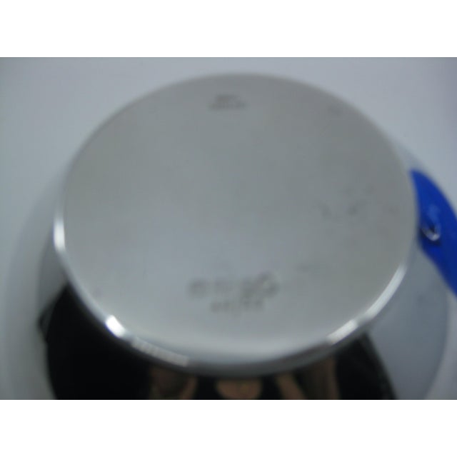 1950s Vintage Mid-Century Modern Birds Sterling Silver Mayonnaise Bowl With Cobalt Color Glass Liner Bowl For Sale - Image 9 of 10