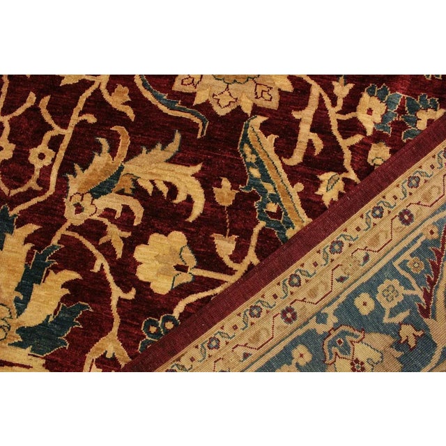 1990s 1990s Shabby Chic Kafkaz Drk. Red/Teal Wool Rug -10'2 X 13'10 For Sale - Image 5 of 8