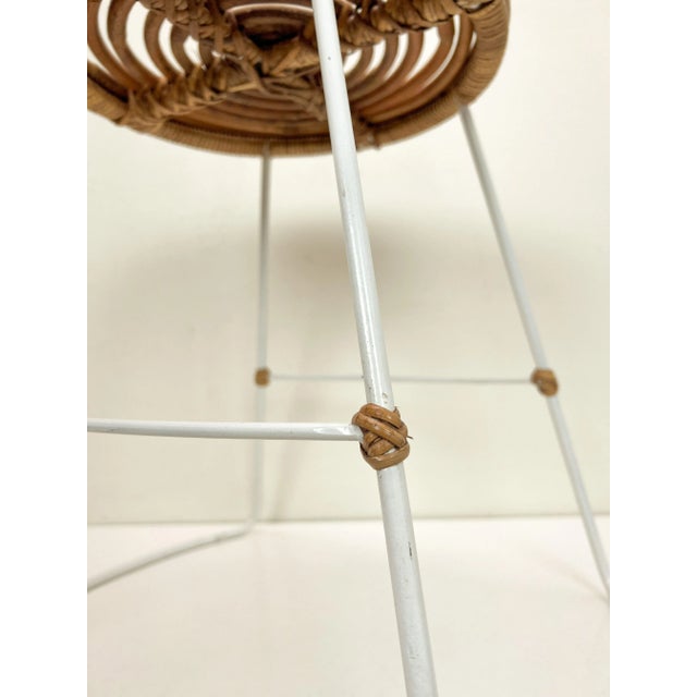 Wood Bamboo and Steel Stool in the style of Rohé, 1960s For Sale - Image 7 of 10