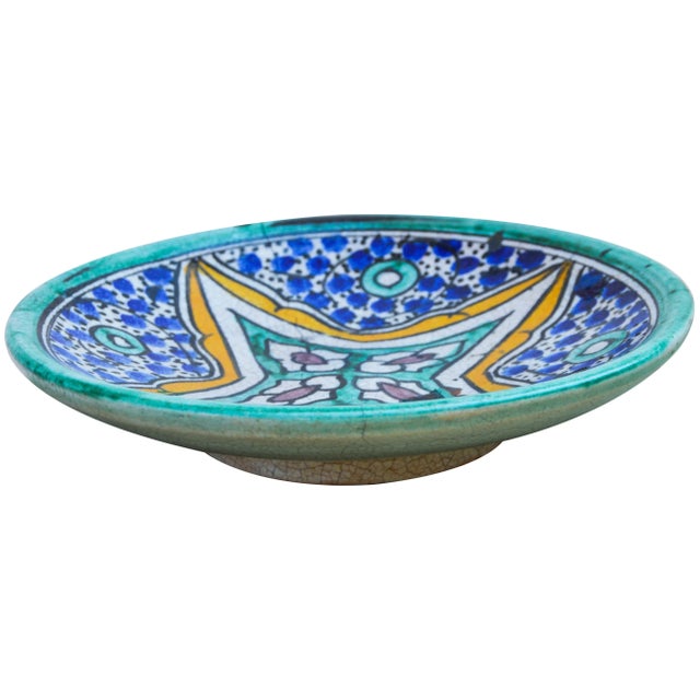 Antique Moroccan Ceramic Plate For Sale - Image 4 of 9