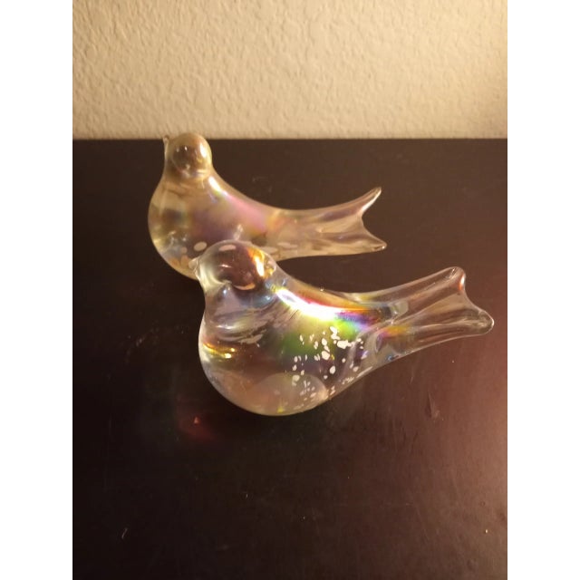 Contemporary 1980s Silvestri Italy Art Glass Iridescent Bird Figurines - Set of 2 For Sale - Image 3 of 8