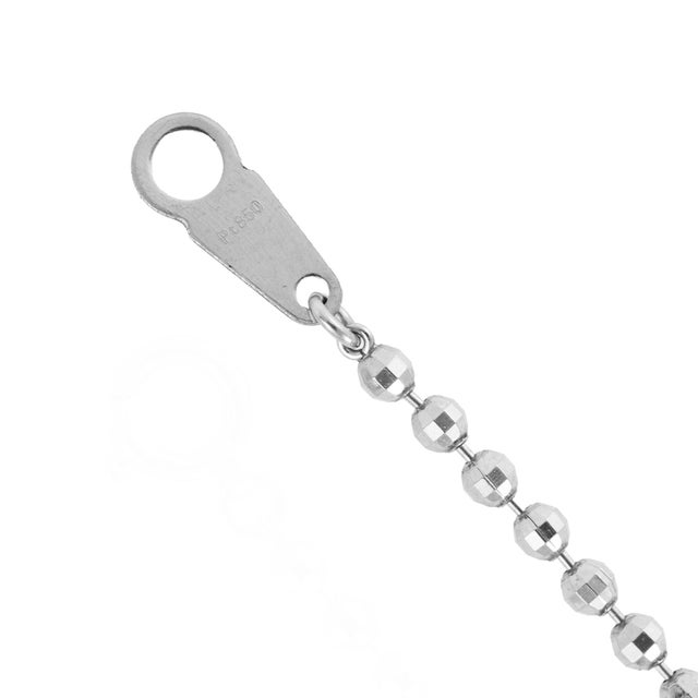 850 Platinum 2.1mm Faceted Diamond Cut Ball Bead Spherical Link Chain Necklace For Sale - Image 4 of 8