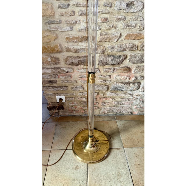 Vintage Acrylic Glass and Brass Floor Lamp from Maison Roméo, 1970s For Sale - Image 13 of 18