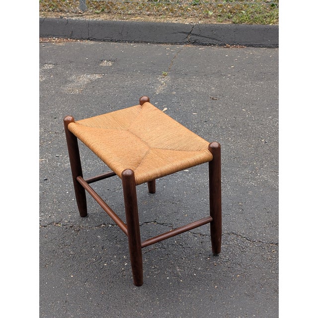 Vintage French Country Rush Footstool Stool For Sale - Image 4 of 5