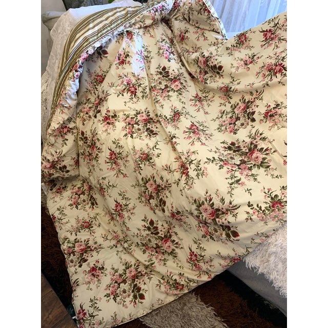 Ivory Vintage Retired Lauren Ralph Lauren Sheffields Cottage Roses Twin Comforter Cover Pink Red Green Over Ivory Background For Sale - Image 8 of 12