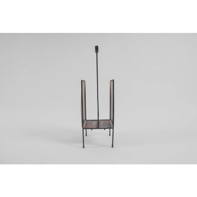 Vintage Scandinavian Magazine Rack in Teak and Metal, 1960s For Sale - Image 4 of 9