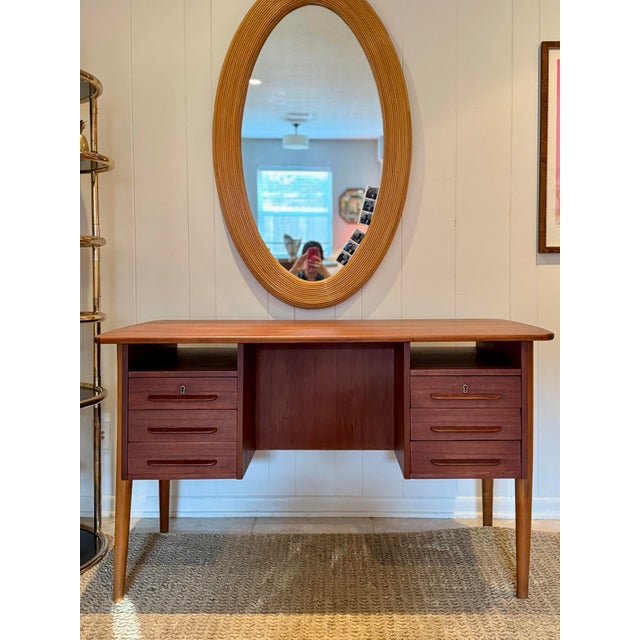 Beautiful Mid Century Modern Front Facing Desk, Circa 1960s For Sale - Image 9 of 12