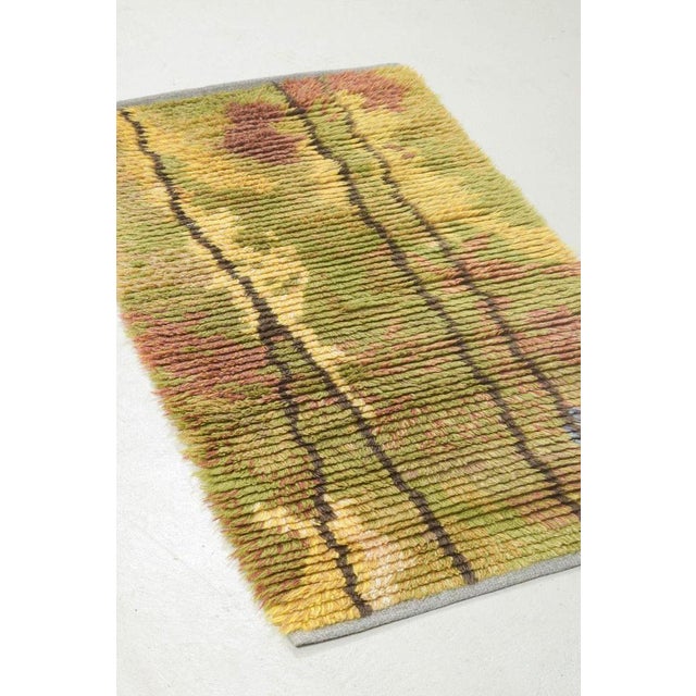 Scandinavian Hand-Knotted Rya Rug in Pure Wool with Abstract Pattern, 1960s For Sale - Image 4 of 6