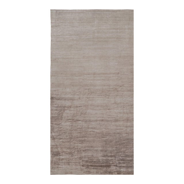 Rug & Kilim’s Oversized Modern Textural Rug in Brown, White and Beige Striae - 11x20 For Sale