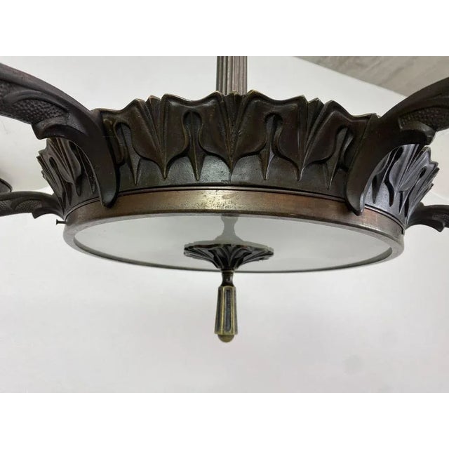 Secession Bronze Chandelier, 1920s For Sale - Image 11 of 12