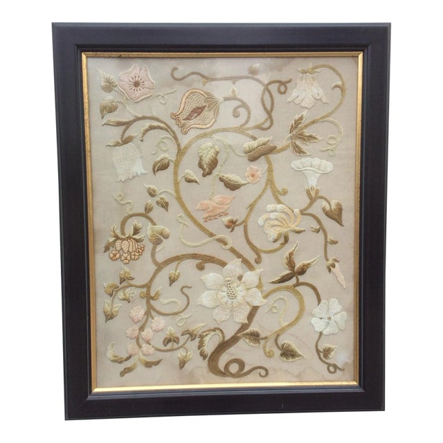 Antique Floral Needlework Art For Sale