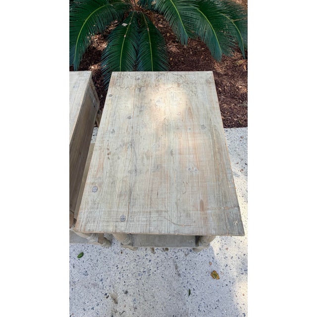 Pair Weathered Pine End Tables, Bedside Tables For Sale - Image 11 of 12