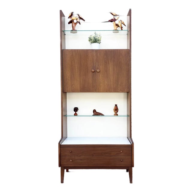 1960s Mid Century Walnut Cabinet by Kipp Stewart for Glenn of California For Sale