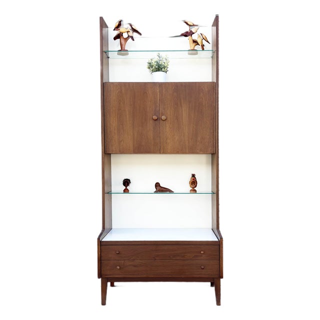 1960s Mid Century Walnut Cabinet by Kipp Stewart for Glenn of California, Attributed For Sale