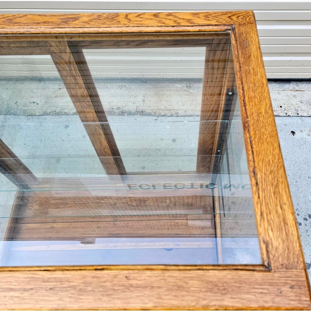 Wood Antique Oak Store Display Case For Sale - Image 7 of 9