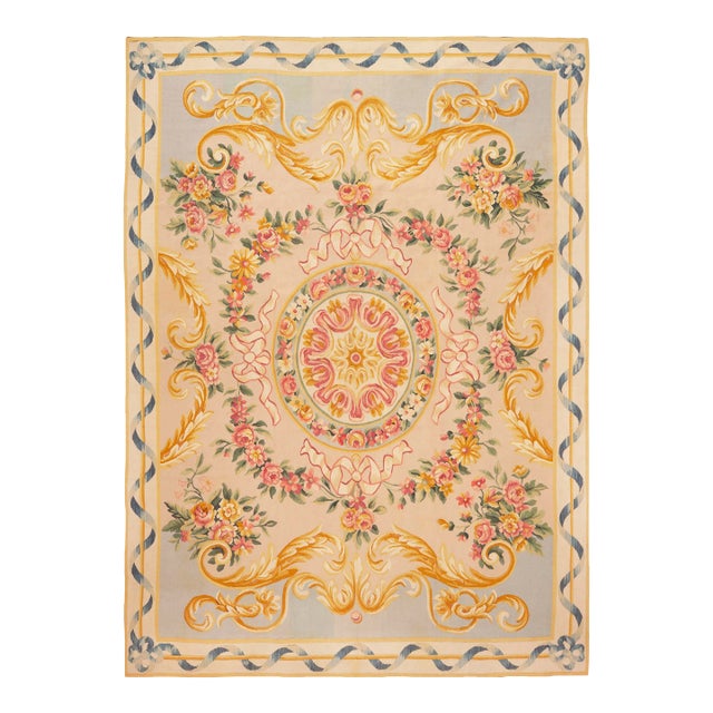 Nazmiyal Collection Antique French Aubusson Rug For Sale