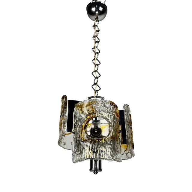 Mid-Century Modern Murano Chandelier attributed to Toni Zuccheri for Mazzega, Italy, 1970s For Sale