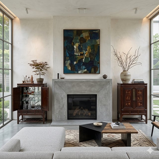 Wood Chinese Vintage Boxwood Flower Inset Motif Accent Storage Cabinet For Sale - Image 7 of 8