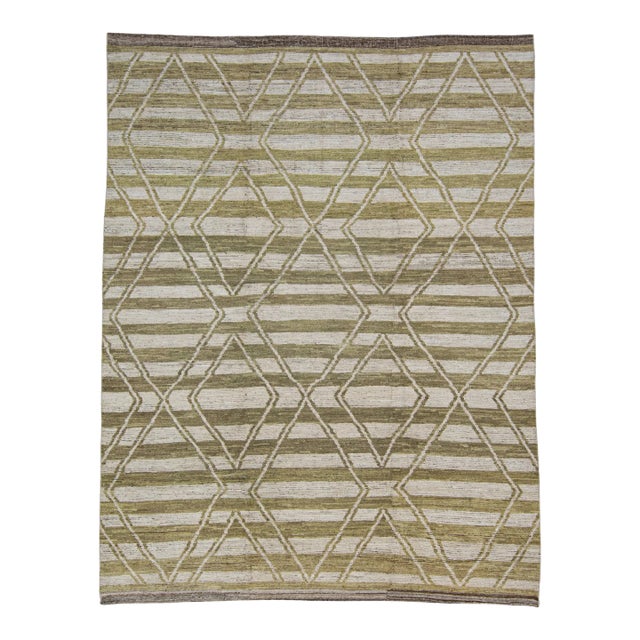 Hand Knotted Modern Moroccan Rug 9'2" x 11'11" For Sale