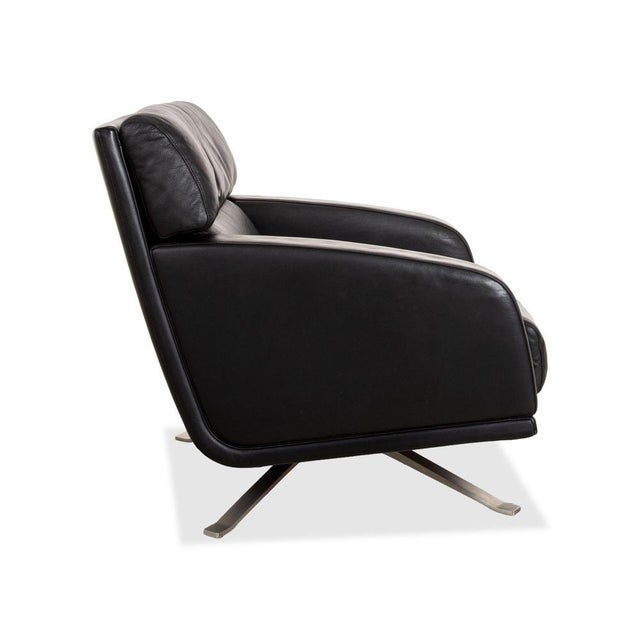 Leather Executive Armchair in Black Metal with Swivel by Rolf Benz For Sale - Image 6 of 9