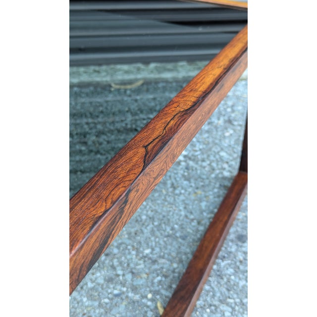 Mid-Century Modern Danish Rosewood Coffee Table | C. 1960s | Smoked Glass Top For Sale - Image 3 of 7