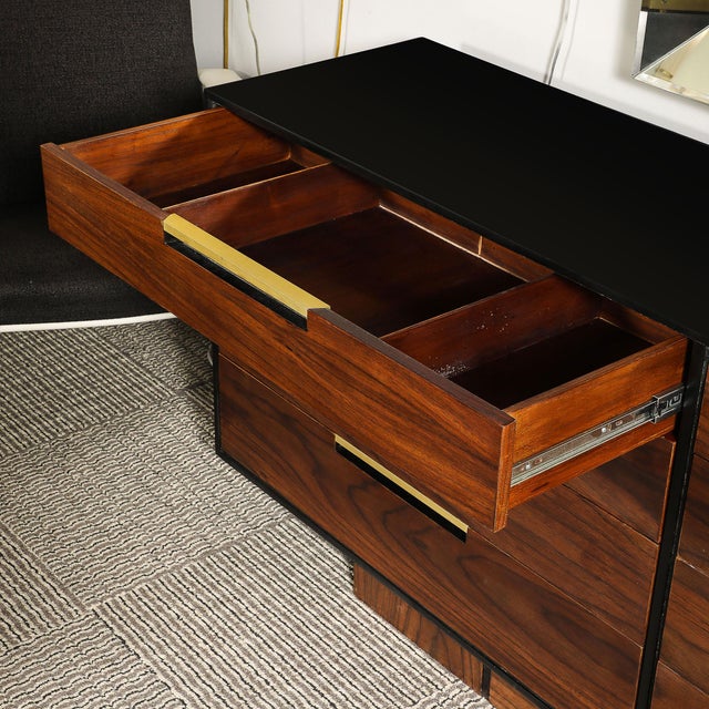 Brown 1950s Important Mid-Century Vladimir Kagan Rosewood Chest of Drawers W/ Brass Hardware For Sale - Image 8 of 11