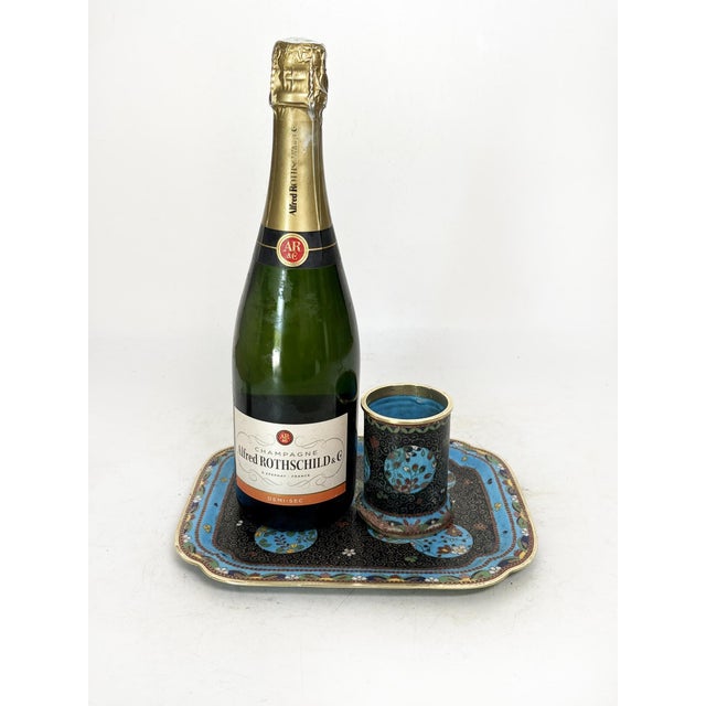 Small Cloisonné Tray with Boxes, China, 19th Century, Set of 3 For Sale - Image 6 of 16