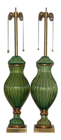 Marbro Murano Glass Lamps Green