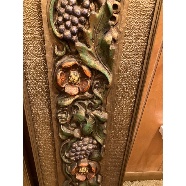 Set of 2 Vintage Syroco MCM 3d Goldtone Wall Plaques Ornate Floral & Fruit Motif 20”x 8”ea For Sale - Image 4 of 5