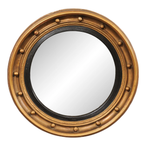 19th C. Bulls-Eye Mirror, Black & Bronze