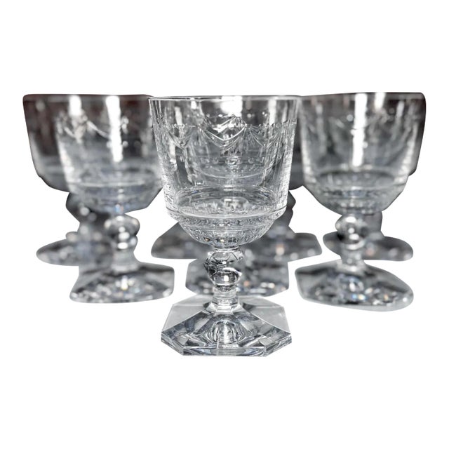 1980s KPM Berlin “Kurland” Crystal White Wine Glass - Set of 8 For Sale
