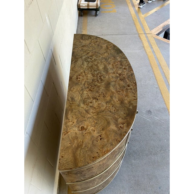 Contemporary Jonathan Charles Co Fulgurite Burl Demi Lune Chest For Sale - Image 3 of 9