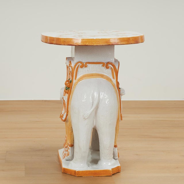 1970s Vintage Italian Terra Cotta Elephant Tray Table or Stand For Sale - Image 5 of 13