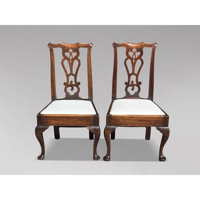 Antique George III Chippendale Side Chairs in Oak, 1780, Set of 2 For Sale - Image 10 of 10