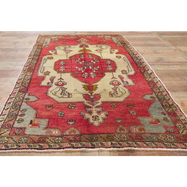 Vintage Turkish Oushak Rug - 04'05 X 07'08 For Sale - Image 4 of 10