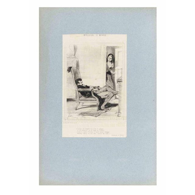 An original nineteenth-century lithograph on paper by the renowned French illustrator and social satirist Paul Gavarni,...