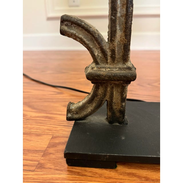 Metal Vintage Old World Wrought Iron Architectural Element Table W/Custom Shade Lamps, a Pair For Sale - Image 7 of 12