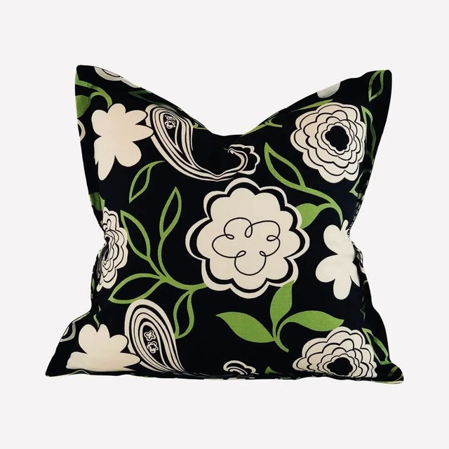 2020s Premier Prints MM Designs Black, Cream & Green Botanical Floral Leaf Leaves Paisley Pillow Covers- a Pair For Sale - Image 5 of 6