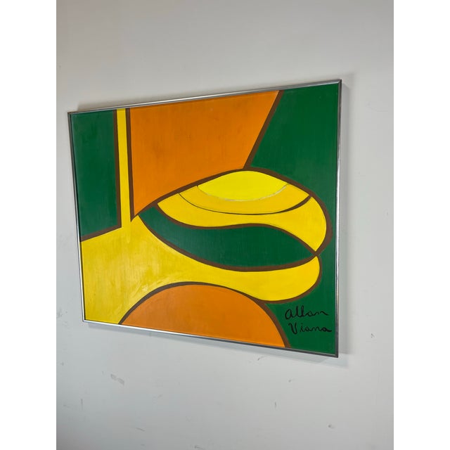 Mid Century Abstract Painting Allan Viana For Sale - Image 4 of 5