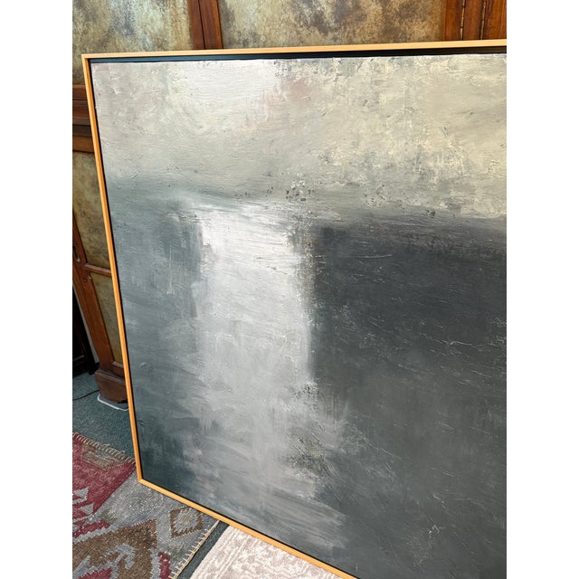 Piotr Strelnik Figurative Muted Blue Landscape Painting, Signed For Sale - Image 4 of 12