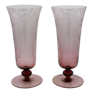 Late 20th-Early 21st Century Pair of Glasses Vases by Thomas O'Brien