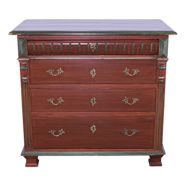 Small Antique Painted Pine Chest of 4 Drawers, Late 19th Century For Sale